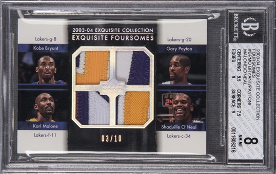 2003-04 UD "Exquisite Collection" Foursome Bryant/Payton/Malone/ONeal (#03/10) - BGS NM-MT 8